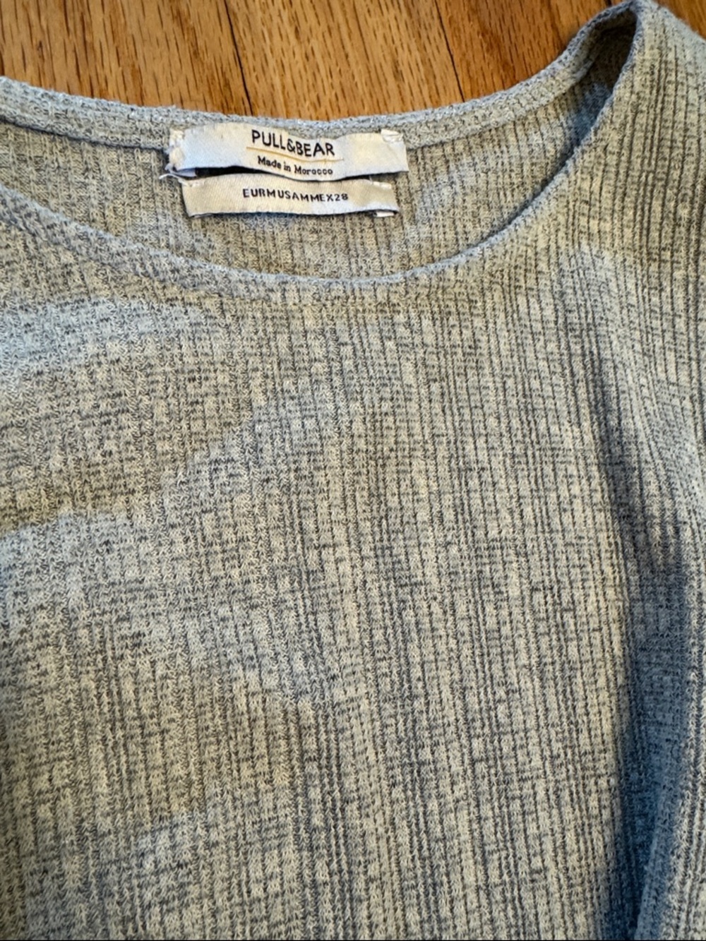 Pull&Bear Dress Light Gray Green Ribbed Tie-Waist Mini Dress M - Picture 2 of 7